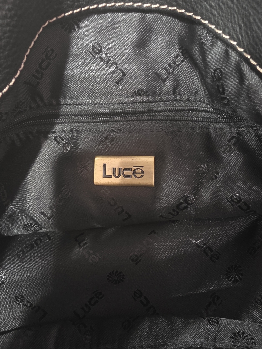 Luce Black Pebbled Leather Shoulder Bag with Decorative Medallion Accent - Picture 9 of 13